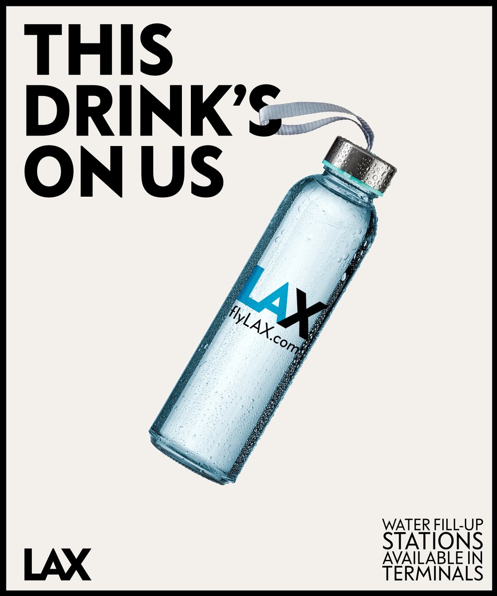 Effective today, LAX will ban the sale of single-use plastic water bottles. We encourage guests to bring reusable water bottles that can be filled at various water stations throughout our terminals. Thank you for helping us reduce plastic waste as we move towards zero waste.