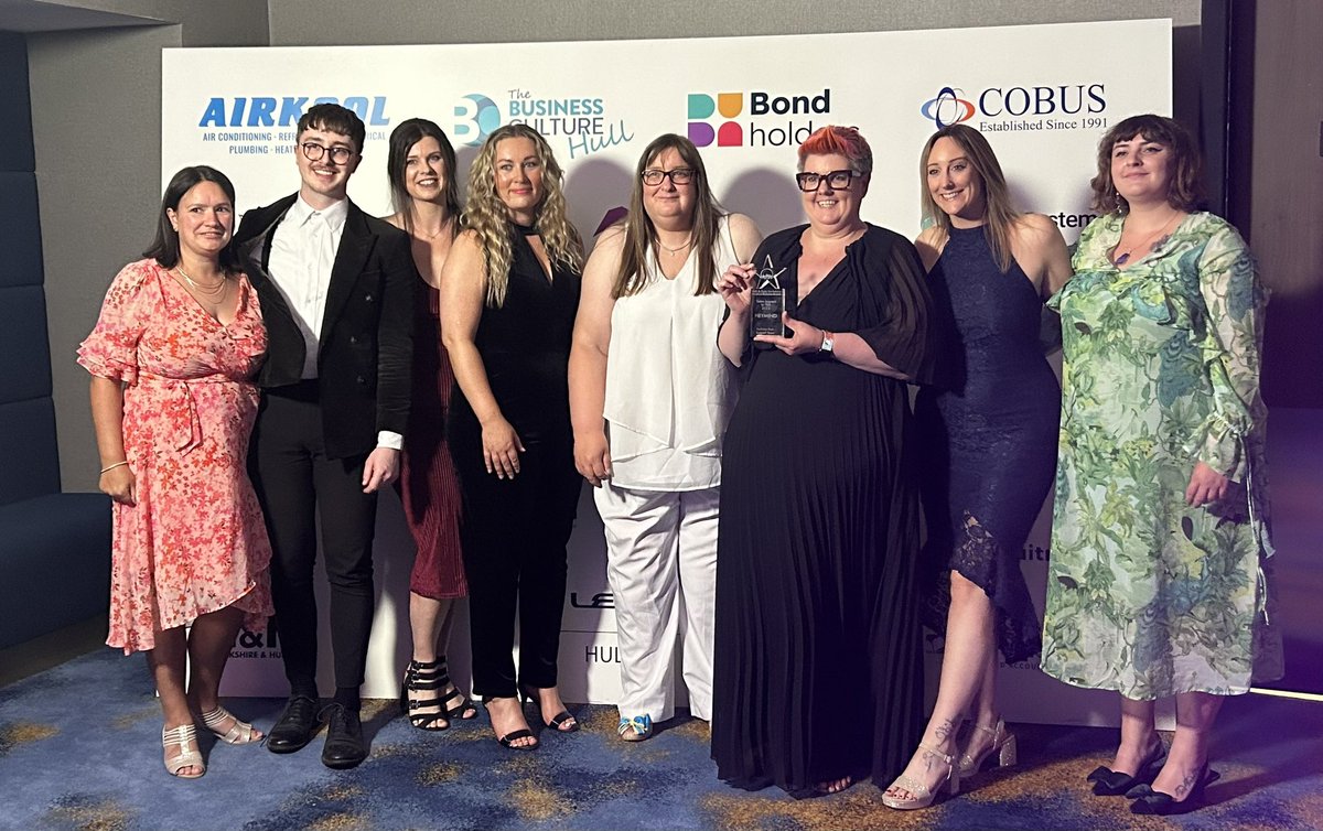 MindHEY's tweet photo. We’ve only gone and won! 🏆

We’re thrilled to announce that we’ve won the Team Impact (<10) award at the Hull and East Yorkshire People in Business Awards 2023🙌🏼

Well done to the team. You thoroughly deserve it💙

#PIBA23 https://t.co/1fnGWKosNm