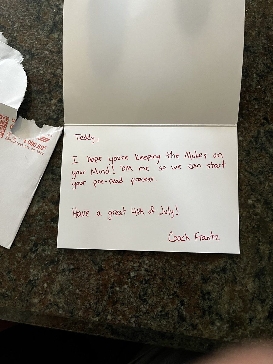 TeddyShepardson's tweet photo. Thank you @Coach_Frantz from @DigInMules for the letter! Look forward to moving forward in the recruiting process!
@22CoachMoe @ArtisticMayhem1 @PRZPAvic @EPAFootball @PaFootballNews @PaPrepLive @PrepRedzonePA @PAPrepsRivals @SOLsports @HSGameOn https://t.co/kAYzZhqWUH