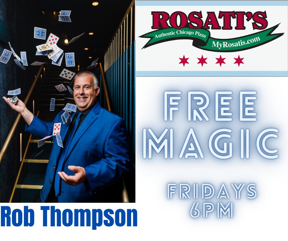 NOW SEE Funny #Magic Guy Rob Thompson right at your table in YORKVILLE on Fridays. You will be amazed! #free #Magic #RosatisRocks