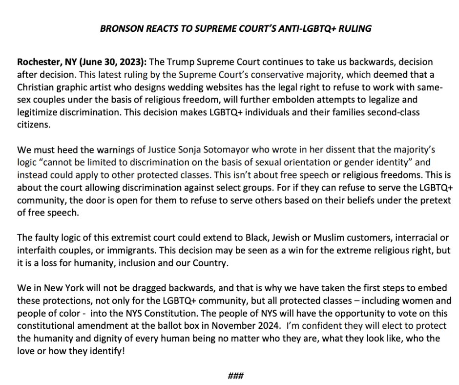 My response to the Supreme Court's anti-LGBTQ+ ruling announced today.