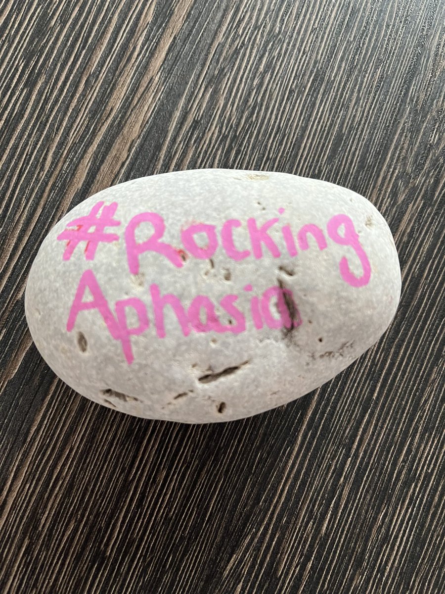 Still in time for #AphasiaAwarenessMonth. My daughter helped me decorate our rock. Never too young to start raising awareness #RockingAphasia
