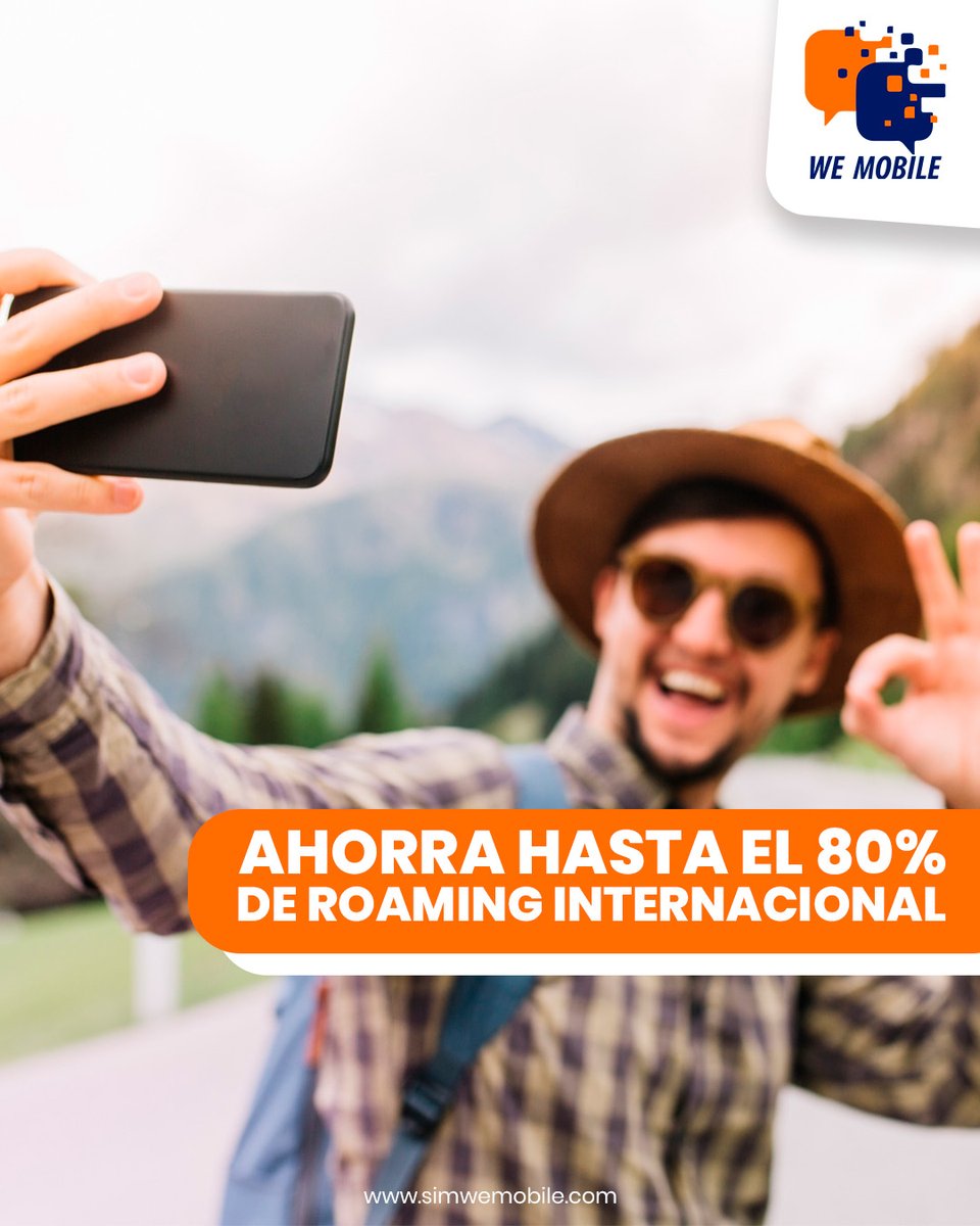 WeMobileMX's tweet photo. Viaja a donde quieras ahorrando en roaming internacional. Nuestra SIM funciona en más de 180 países. 🌍

Habla, chatea y navega con #SIMWeMobile. 📱👈

#WeMobile #Ahorro #Roaming #Chips https://t.co/zAhE7cUpL0
