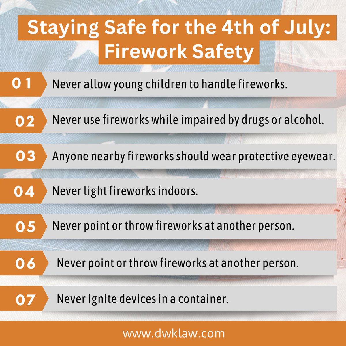We highly recommend that you leave the fireworks to professionals. However, if you choose to use them this #FourthOfJuly, the National Safety Council recommends that you adhere to the certain safety protocols. Click on the link below to see the full list bit.ly/43mIk65