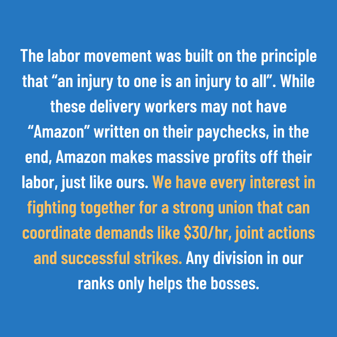 AmazonUnionKCVG's tweet photo. An injury to one is an injury to all! Solidarity with Amazon delivery drivers in CA who went on strike for $30/hr, workplace safety, and a UNION recognition.
#unionizeamazon #amazonlaborunion #unionstrong #heatwave https://t.co/PEkJXF5EIz