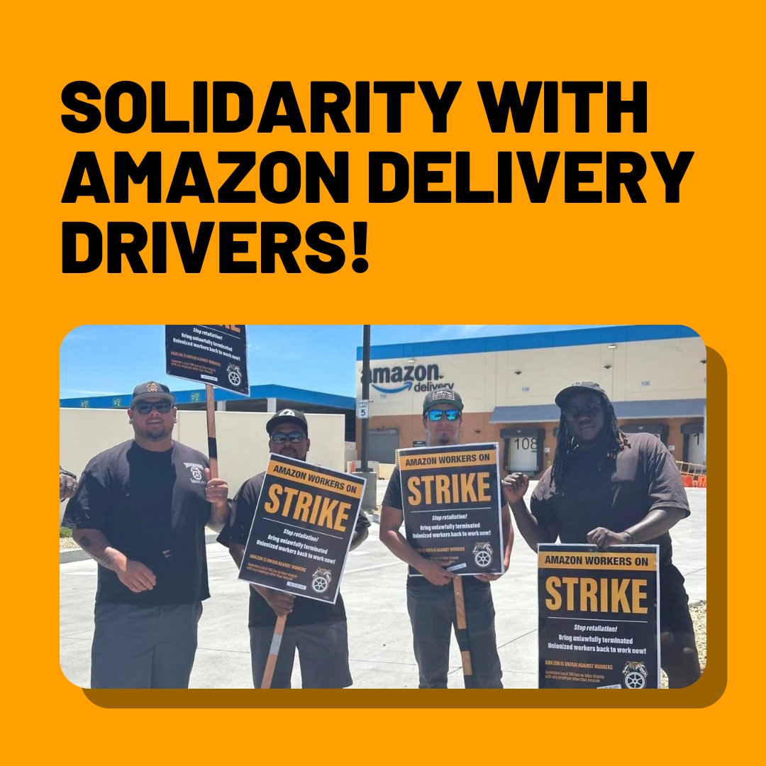 AmazonUnionKCVG's tweet photo. An injury to one is an injury to all! Solidarity with Amazon delivery drivers in CA who went on strike for $30/hr, workplace safety, and a UNION recognition.
#unionizeamazon #amazonlaborunion #unionstrong #heatwave https://t.co/PEkJXF5EIz