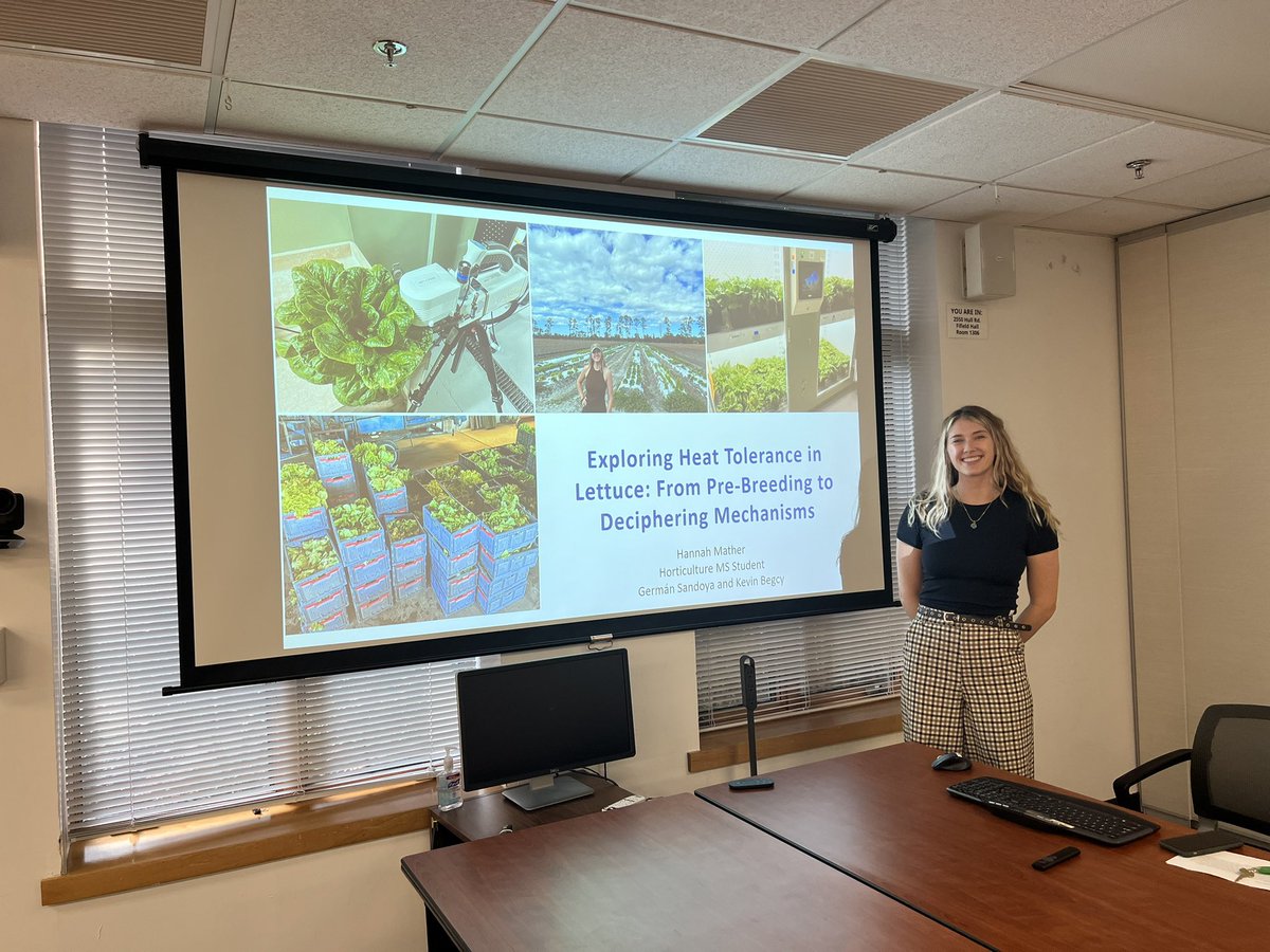 Great week for #lettuce research … Byron Manzanero is a #PhD and Hannah Mather a Ms Sc …. Both did a great job in their seminars.Thanks to their committee member, and <a href="/Begcy_Lab/">Kevin Begcy</a> for collab… training the #plantbreeders of the future <a href="/EvergladesREC/">UF IFAS Everglades REC - Belle Glade</a> <a href="/UFPlantbreeding/">UF/IFAS-PlantBreeding</a> <a href="/UFHortSci/">Hort. Sciences at UF</a>