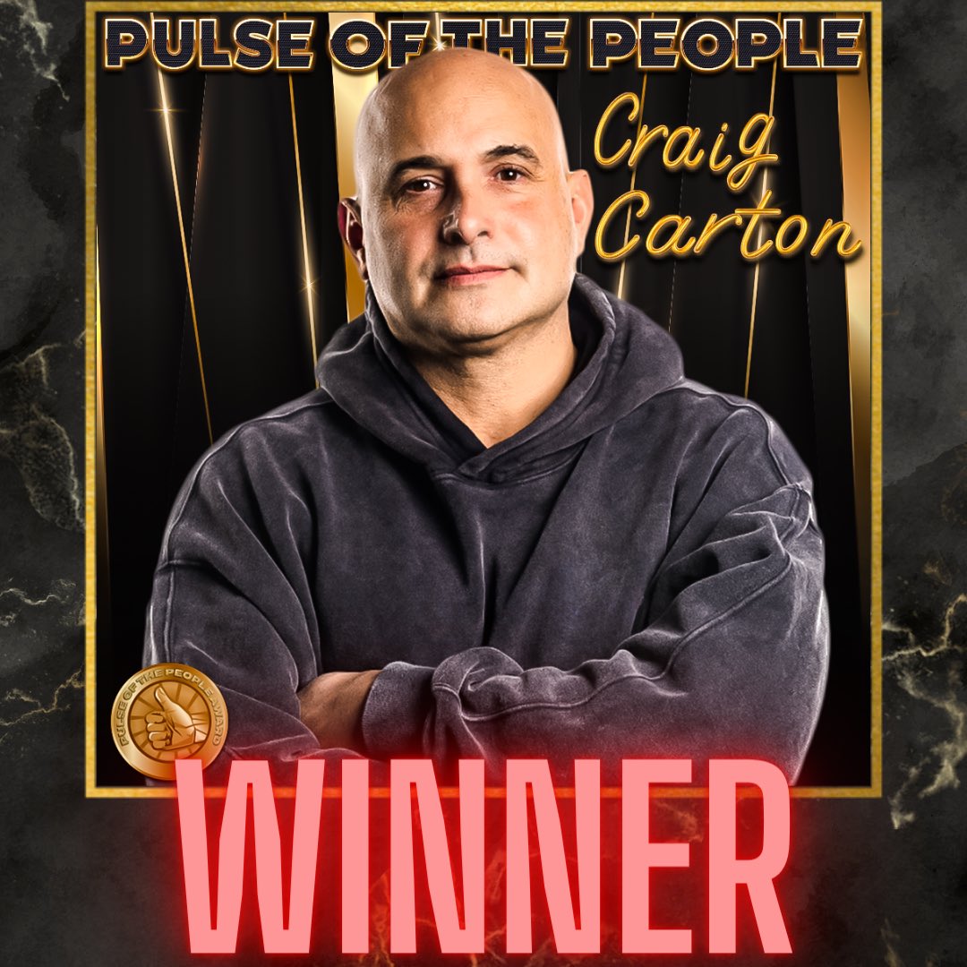Pulse Of The People Official (@pulseoftheppl) on Twitter photo Congratulations to <a href="/craigcartonlive/">Craig Carton</a> on his 7th Pulse of the People™️ award victory!
Craig Carton has truly embodied the true meaning of the Pulse of the People™️ award for 2023.
The committee solutes you! 👍 Congratulations to <a href="/craigcartonlive/">Craig Carton</a> on his 7th Pulse of the People™️ award victory!
Craig Carton has truly embodied the true meaning of the Pulse of the People™️ award for 2023.
The committee solutes you! 👍