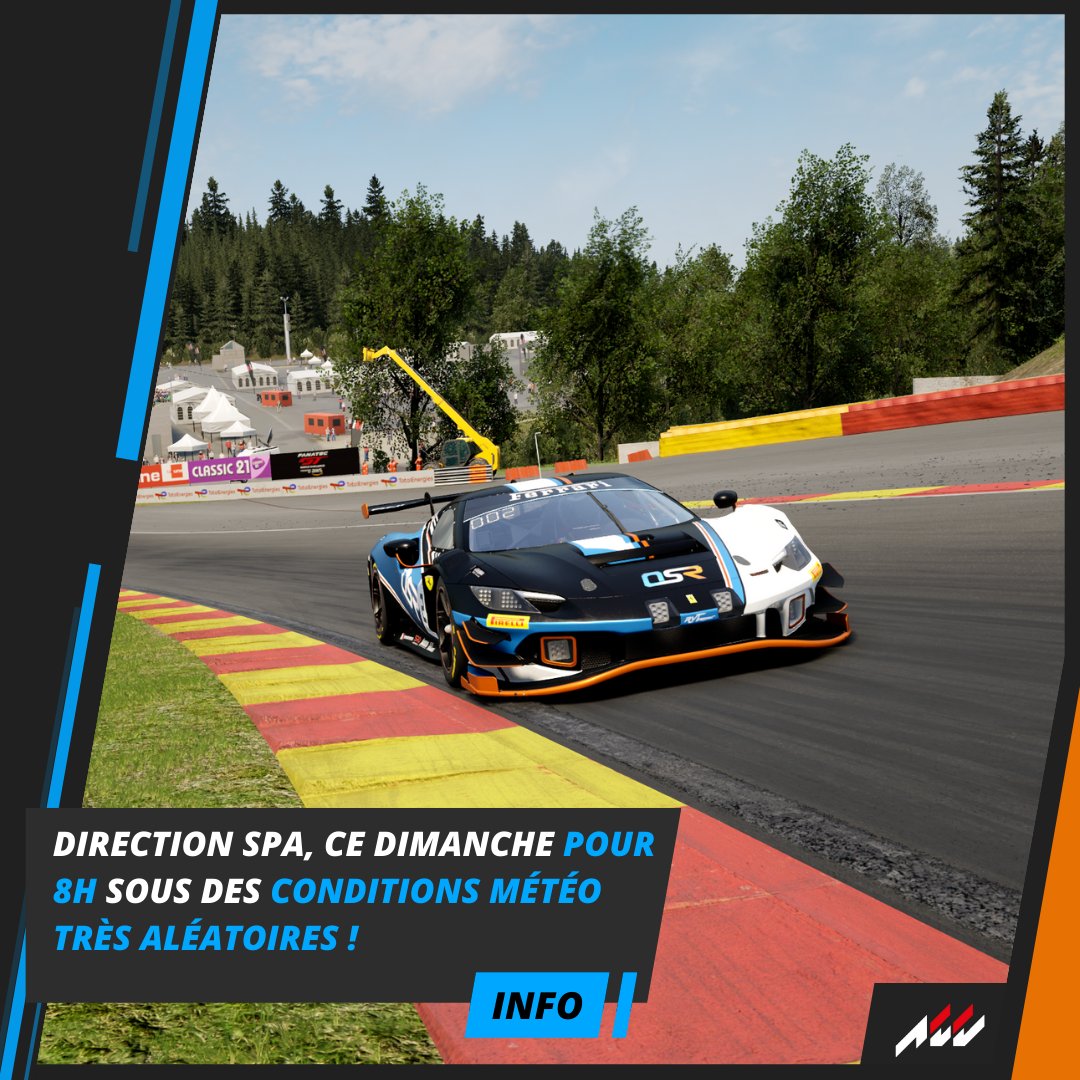 Gros weekend pour nos pilotes ACC, avec 2 endurances dans chaque coin du monde !

Bathurst 12H

Saturday
11:00 - 23:00 Race

🎥 YouTube : Toga Motorsport

Spa 8H

Sunday
12:00 - 20:00 Race

🎥 YouTube : G-Ligue

#simracing #simracer #simracers #esports #iracing #rfactor #fanatec