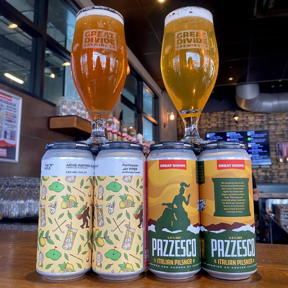 Great Divide Brewing Company (@greatdividebrew) on Twitter photo Stop by and stock up on this week’s new beer releases:
#BeachMilkProject brew ‘The 19th Hole’ - an Arnold Palmer inspired beer brewed with lemonade and iced tea, in collaboration with ParHopper ⛳️
<a href="/skabrewing/">Ska Brewing</a> collab ‘Pazzesco’ - a crispy Italian Pilsner Stop by and stock up on this week’s new beer releases:
#BeachMilkProject brew ‘The 19th Hole’ - an Arnold Palmer inspired beer brewed with lemonade and iced tea, in collaboration with ParHopper ⛳️
<a href="/skabrewing/">Ska Brewing</a> collab ‘Pazzesco’ - a crispy Italian Pilsner