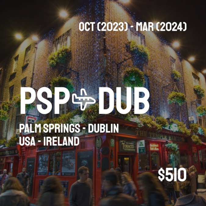 PSPCheapDeals's tweet image. ✈️ Palm Springs (PSP) to Dublin (DUB) for only $510 (USD) roundtrip 💸
196 live dates on Adventure Machine. - get the app on iOS or Android