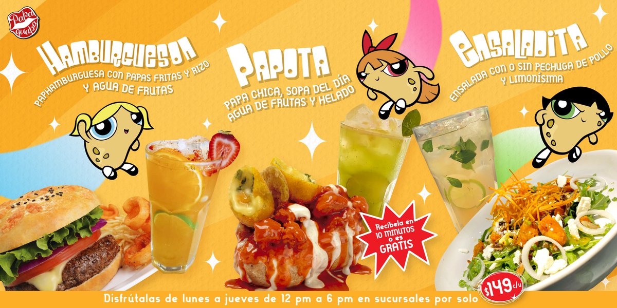 ¡Te esperamos de lunes a jueves de 12 pm a 6 pm con 3 promos superpoderosas y deliciosas! 🥔🥣🥤🍦 👉 Válido en consumo en sucursales 👉 No es acumuble con otras promociones 👉 No aplica para llevar #comidamexicana #promocion #promo #menú #mexicocity #cdmx