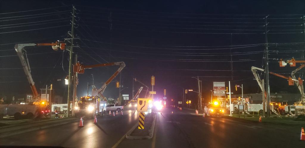 Big shout out to the linesman and women of Hydro ONE, big overnight operation in Napanee 110 staff 4 cranes and many trucks and tracked units. <a href="/NapaneeFire/">Greater Napanee Fire Services</a>  <a href="/NapaneeBeaver/">The Napanee Beaver</a> <a href="/HydroOne/">Hydro One</a>