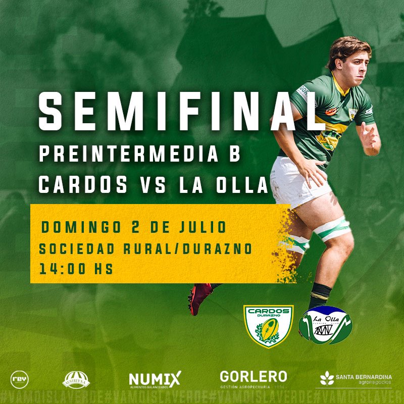 Juega Cardos💚
El domingo es en casa, arrimate a apoyar al primer equipo🔰

Semifinal preintermedia B

🗓️Domingo 2
⏰14:00
📍Sociedad Rural 

#vamoslaverde