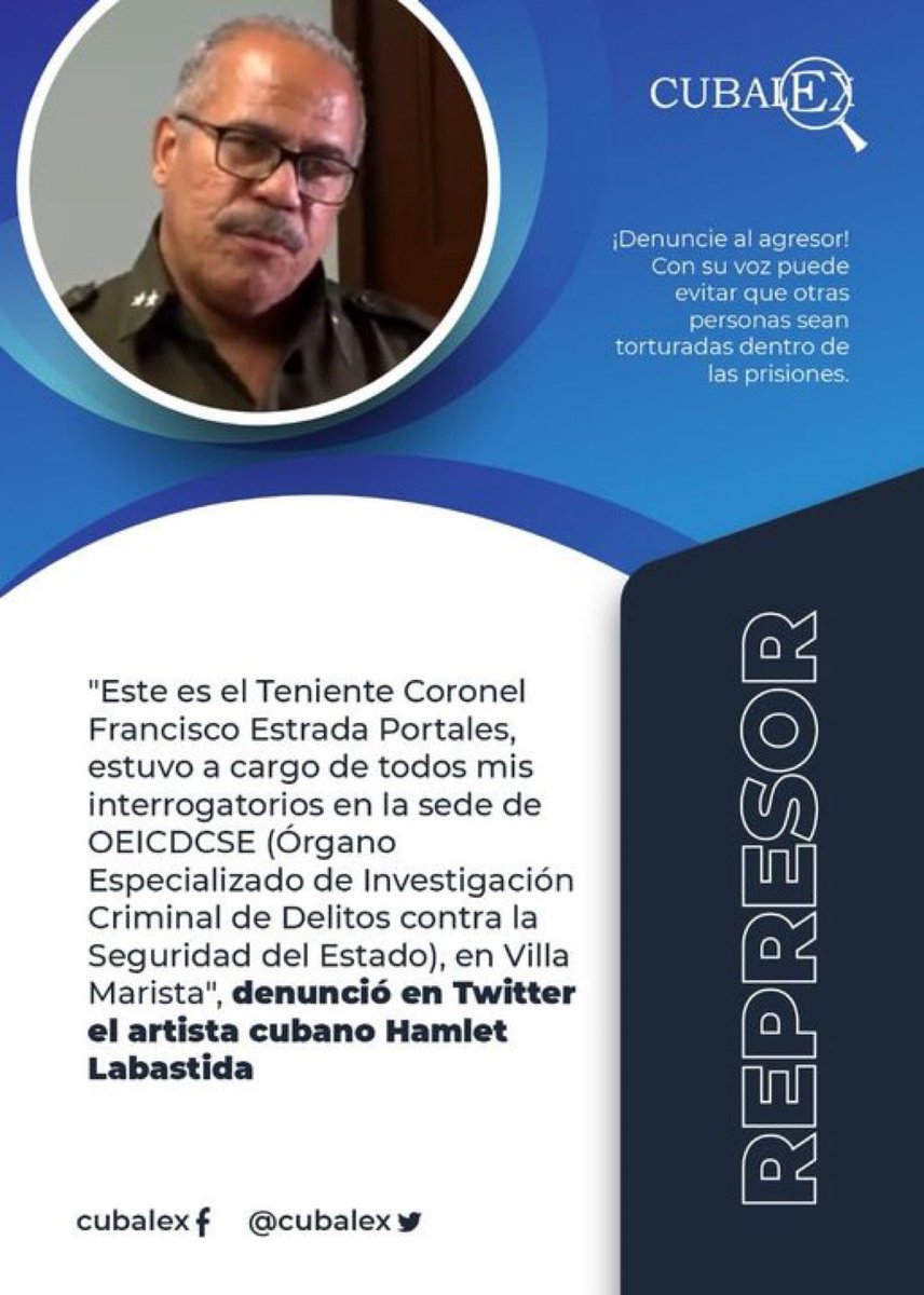 @opresorPalSaco ATENCIÓN/REPRESOR
#CubalexDenuncia: Este hombre que se muestra en la foto es uno de los principales represores que hostiga a los periodistas independientes  y artistas en Cuba. Fue el encargado de interrogar e intimidar a #HamletLavastida.