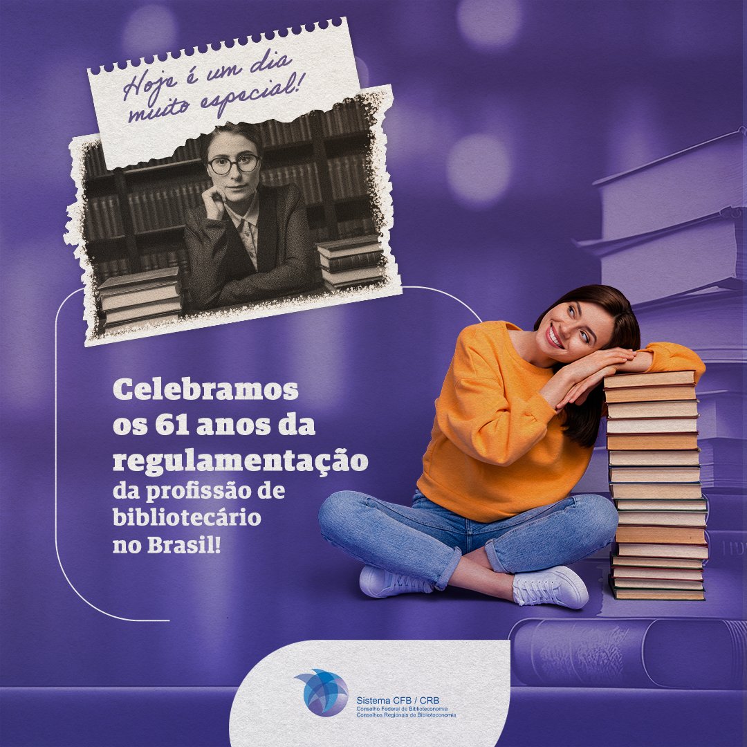 SistemaCFB's tweet photo. Hoje é um dia especial para todos nós! Em 30 de junho de 1962, a lei nº 4.084 foi assinada e a profissão de bibliotecário foi regulamentada no país, definindo que apenas bacharéis em Biblioteconomia podem exercer a profissão. Foi um enorme avanço para a nossa categoria! https://t.co/tQuV0Fxy6o