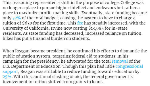 SoMiskeen's tweet photo. @Diese_Hoden @PopularLiberal @CalltoActivism @joncoopertweets That's the beauty, there was a time when plenty of state colleges WERE free, tuition was paid by the state budget. Roger Freeman an advisor to Reagan (and Nixon) was against it. There's a direct line from this to the rise of Sallie Mae
Full read
https://t.co/Os5hkdNvB6 https://t.co/ZnOHS3Jk8f