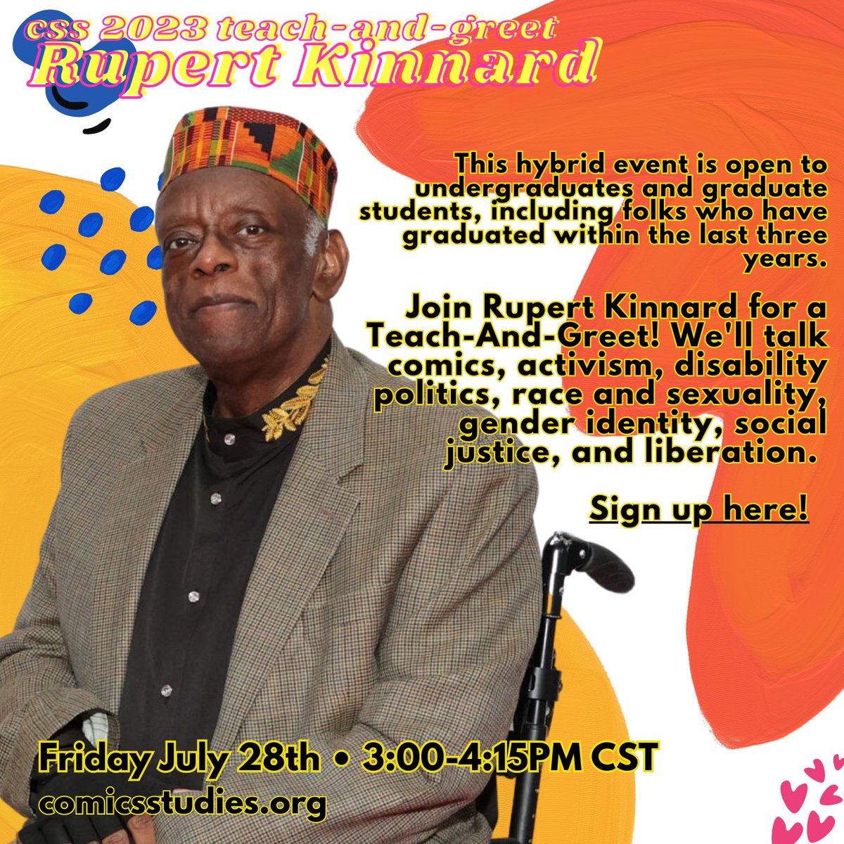 Join Rupert Kinnard for a teach-and-greet at CSS 2023! We hope to see you there Friday July 28, 3:00-4:15 CST
in-person at UNT Gateway Center and online via CrowdCast. Register at docs.google.com/forms/d/e/1FAI…