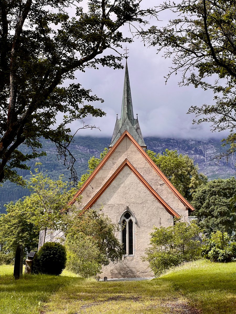 #steepleSaturday - pretty Ullensvang Church at Loftus in Norway is believed to have been constructed inthe 13th century and local lore has it that the builders were English or Scottish. The tower was added in the late 19th century