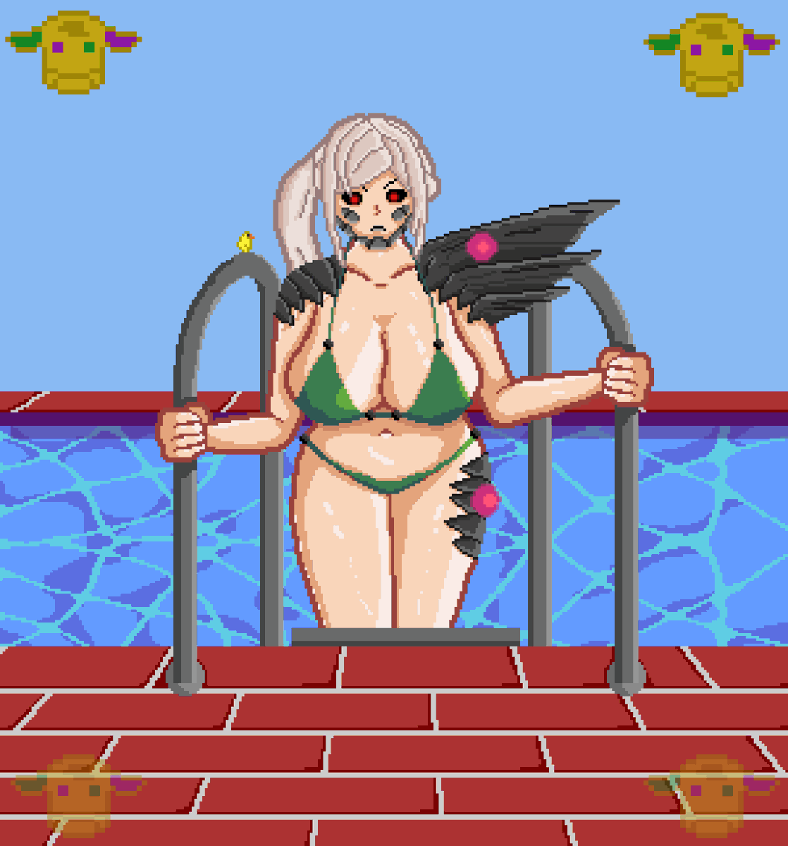 ENSwack's tweet photo. Summer event artpiece of fallen edelgard for @GarregMachGoji 
Piece made for the art event of @Jax_Drawz 

The artpiece turned out great but the corruption was such a pain to draw lol 

#edelgard | #pixelart https://t.co/d1nqEfRkUm