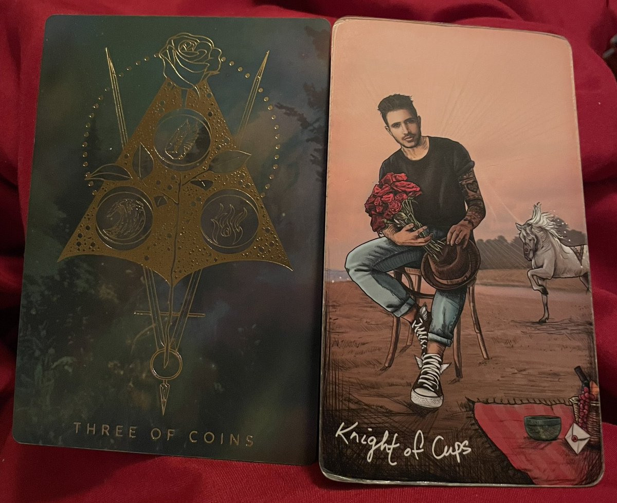 pember_emily's tweet image. This person wants to collaborate with you. They intend on treasuring you for the rest of your life.

#threeofpentacles #3ofpentacles #3ofcoins #threeofcoins #knightofcups