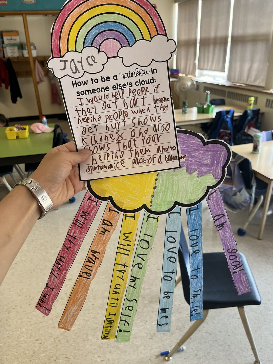MissMKim0210's tweet photo. Rainbow day 🌈❤️ My grade 1 students discussed what we could do to be a rainbow in someone else’s cloud. They came up with amazing ideas 💭 https://t.co/Khh6oQmvj6