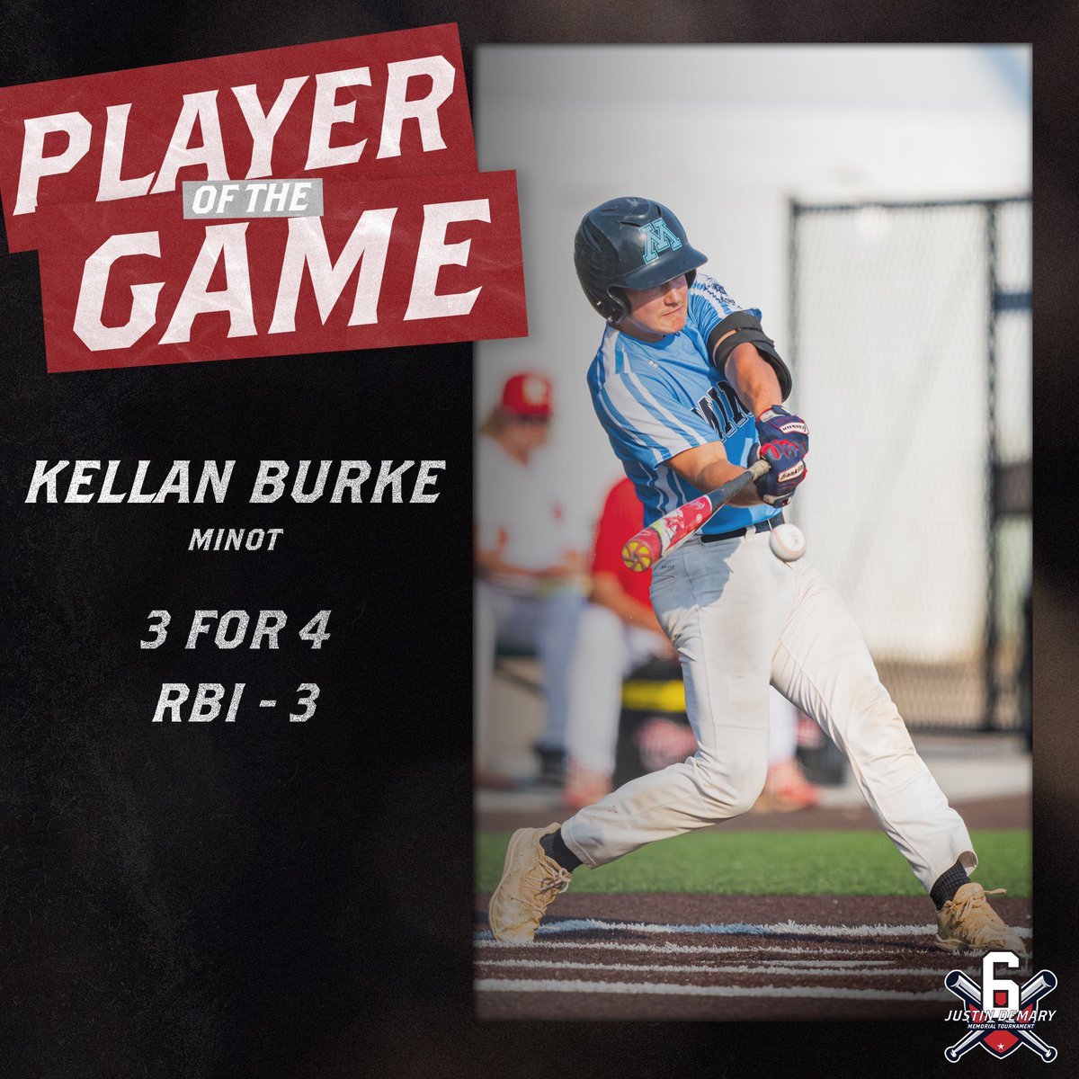 Justin Demary Memorial Tournament | Game 4 Final | Kellan Burke is the player of the game going 3-4 with 3 RBI #JD6