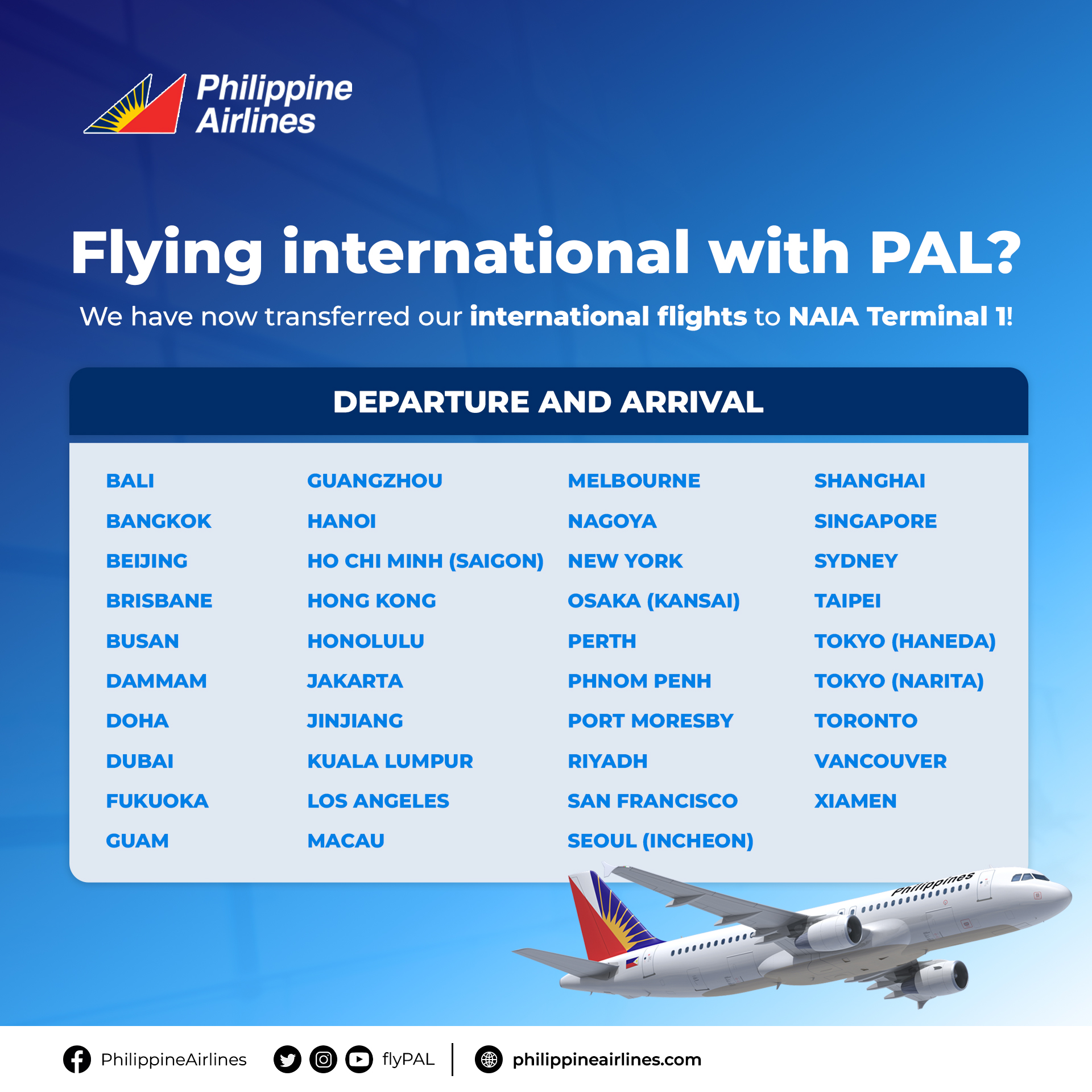 Pal international flights deals