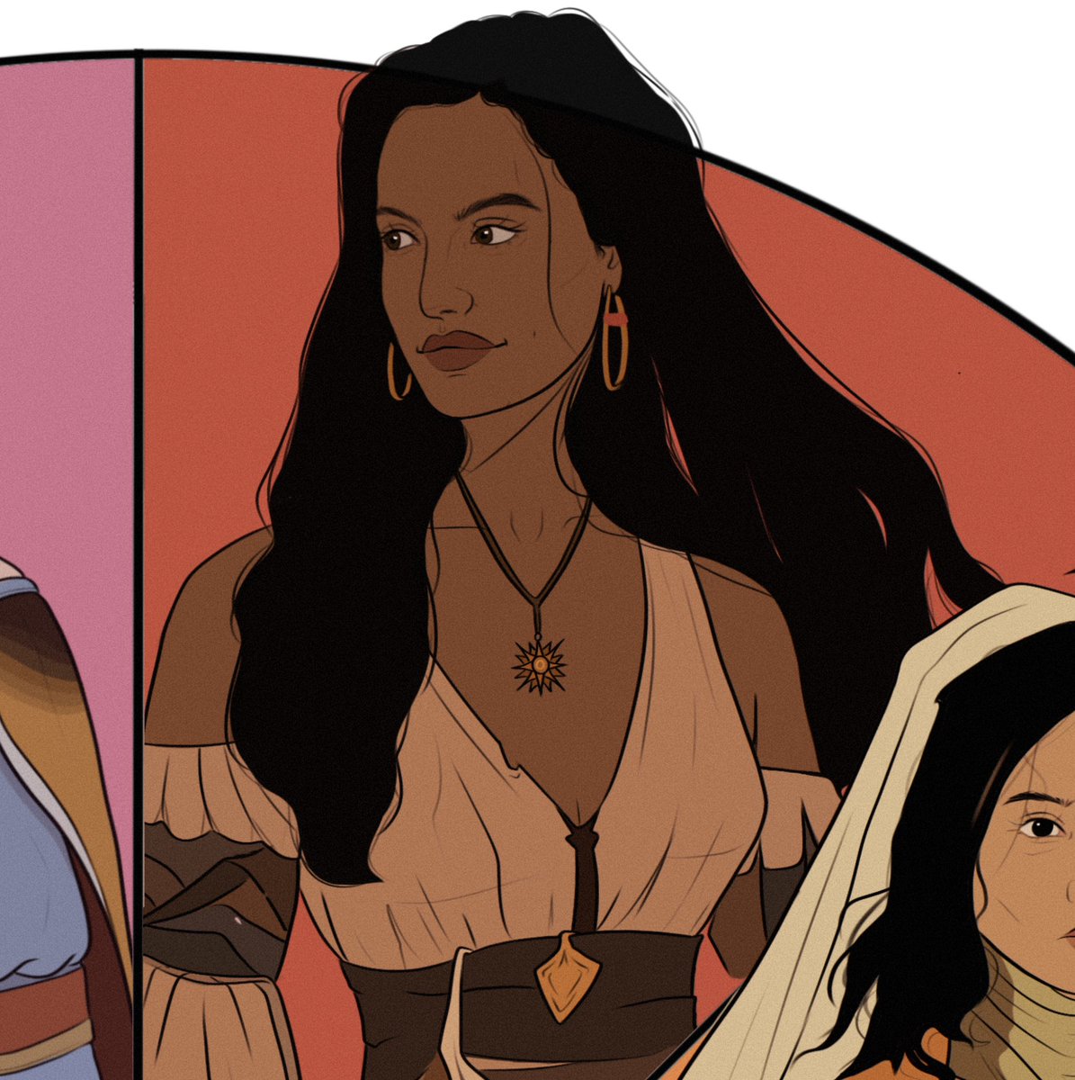 I’m doing the Colour Wheel Art trend with my own characters! First, in red, is Eila Mandro :)