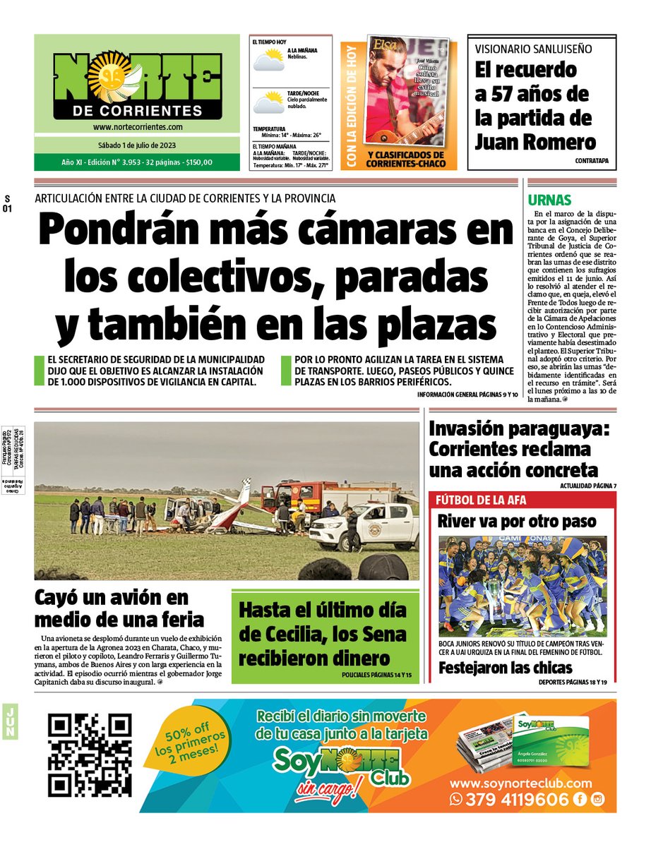 NorteCtes's tweet photo. #BuenSabado #NuestraTapa del #Sábado 1 de julio de 2023 de @NorteCtes @DiarioNorteCom https://t.co/1AEKzAvpq6