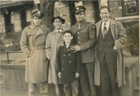 Family photo of young Alan with his dad and uncles @rayarkin #ripAlanArkin #AlanArkin