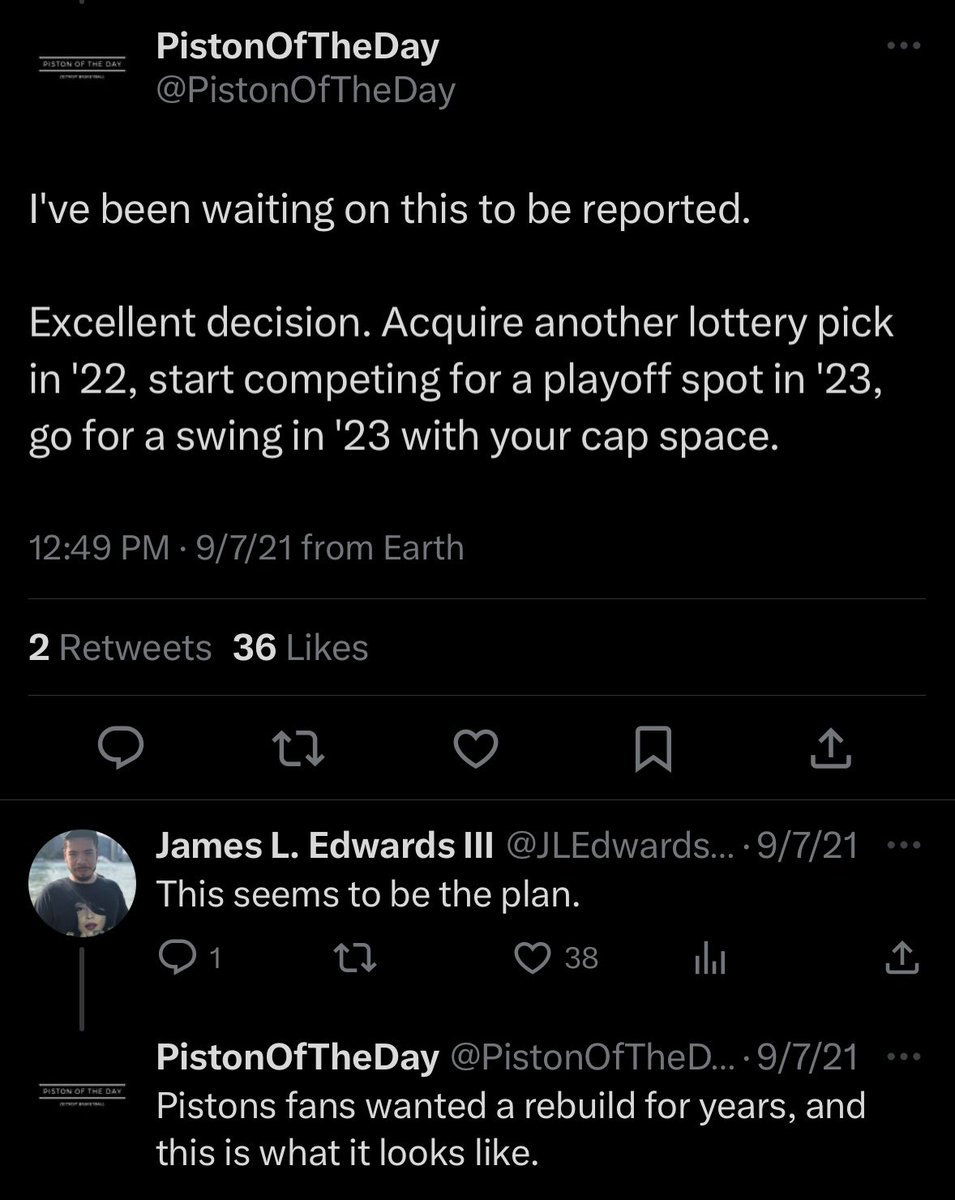 The Pistons are a Future Cap Space dynasty.