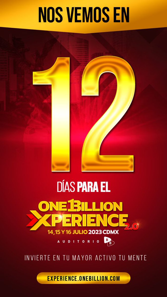 ivantap's tweet photo. Estamos a tan sólo 1⃣2⃣días para el evento de negocios y emprendimiento más importante del año.
Adquiere hoy mismo tu entrada y ¡Acelera tu crecimiento!
 
👉https://t.co/wsVrNoxrSo
.
.
#ivantapia #onebillion #onebillionexperience https://t.co/ZKlK6zNRuZ