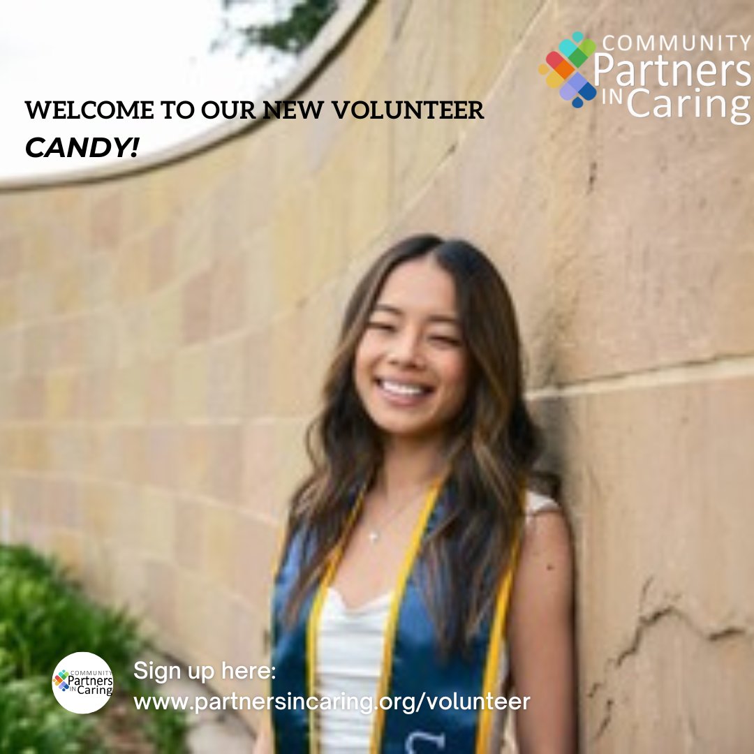 CPCaring's tweet image. Meet Candy, a new volunteer with Community Partners in Caring. She is a recent college graduate, ready to help the seniors of her community. Join our family of volunteers today: partnersincaring.org or call (805) 925-8000