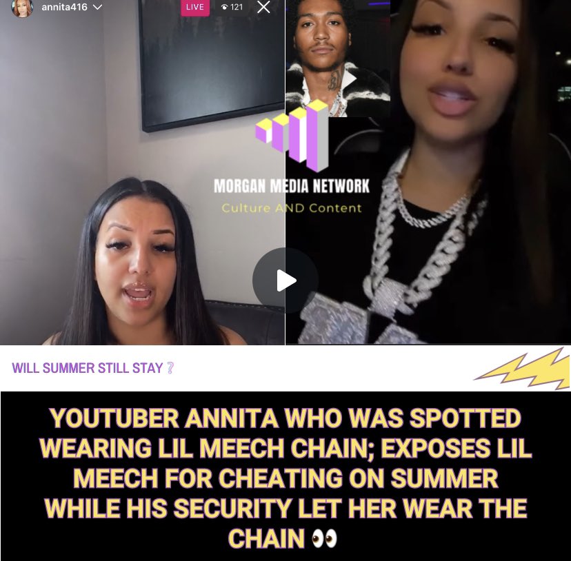 MorganMediaNet's tweet photo. YouTuber #Annita gives the tea ☕️ on why she was wearing #LilMeech chain and also says her single ‘Summer Freaks’ wasn’t a diss to #SummerWalker 👀 https://t.co/MxbKVDnpdt