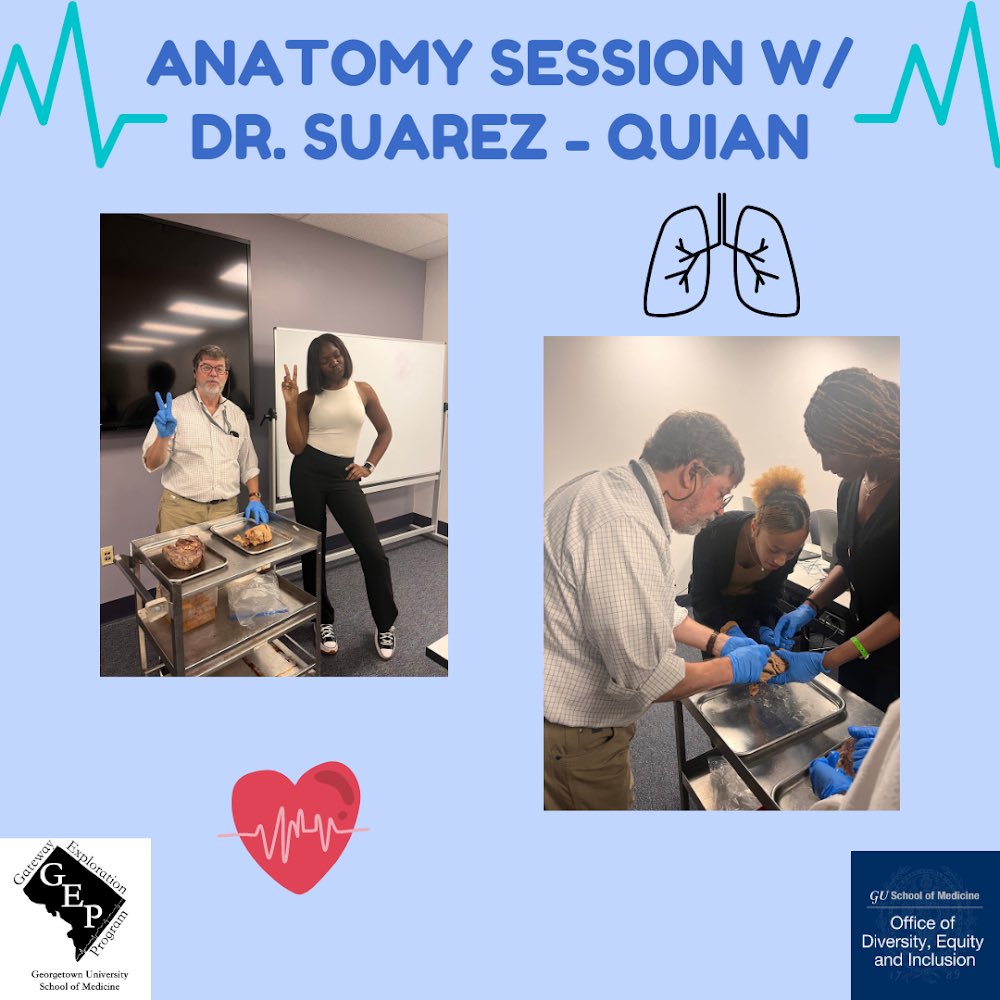 DiverseGUMed's tweet photo. Happy Friday! This week, we welcomed our 8th GEP cohort. Students participated in professional development workshops, saw real human organs (Thanks Dr. Suarez-Quian!), met Dean Jones, and socialized with their supervisors and med school mentors. We can’t wait for next week! https://t.co/hKBGR2qZHf