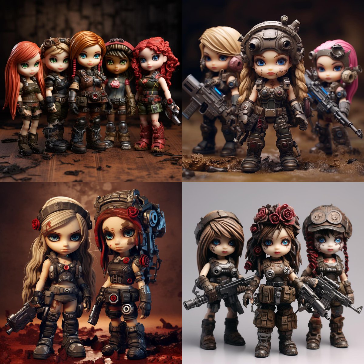 therealcliffyb's tweet image. My wife has been messing w Midjourney and asked them to make Gears characters as Bratz dolls and NGL...

I KINDA LOVE IT! @L337Lauren