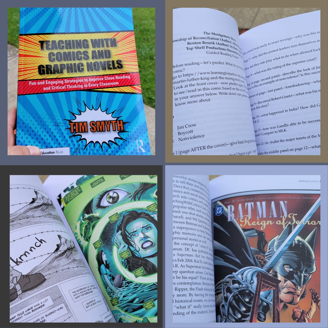 bfwclassroom's tweet photo. @historycomics I forgot to post my response earlier in the week. Enjoying @historycomics amazing book for an outside read  #Teachers this has reading response outlines in the index, color graphics for examples, and lessons on how-to use #ComicsInTheClassroom #ISTELive23 #AdobeEduCreative https://t.co/XbguSIPRev