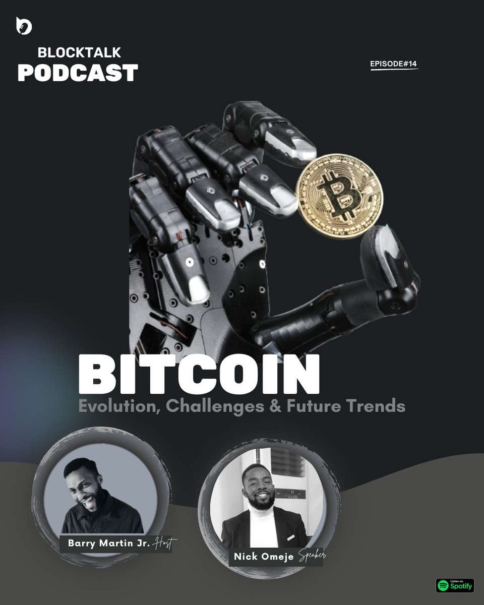 Listen to the episode here 👇🏼

podcasters.spotify.com/pod/show/meta3…

#BlockTalkPodcast #Bitcoin #Blockchain #Cryptocurrency #Insights #FutureofBitcoin #CryptoEnthusiast #blockchaineducation