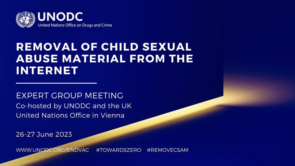 mike_salter's tweet photo. I spent this week at the @UNODC expert group meeting on the removal of child sexual abuse, which has culminated in a call to action signed by 71 United Nations member states for an urgent response to online child sexual exploitation https://t.co/XuZzpGyFAa #towardzero #removecsam https://t.co/bxa7EvUChE