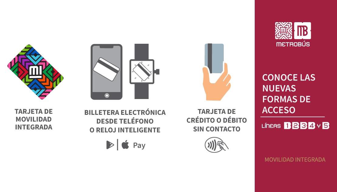 MetrobusCDMX's tweet photo. Utiliza las alternativas de pago y acceso en las Líneas 1, 2, 3, 4 y 5.

¡Es muy rápido y sencillo! 
🚌📲💳⌚️ https://t.co/VJ4F3RX6so