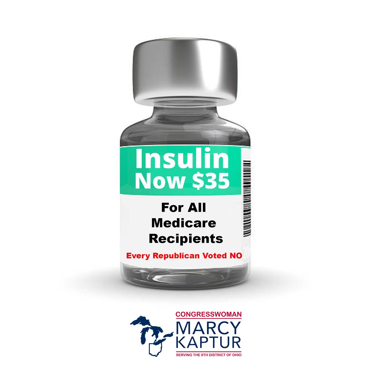 🚨Important Update🚨 Democrats stood up to big Pharma and Insurance. Starting tomorrow, July 1, insulin will be capped at $35 per month for Medicare users. Every Republican voted NO.