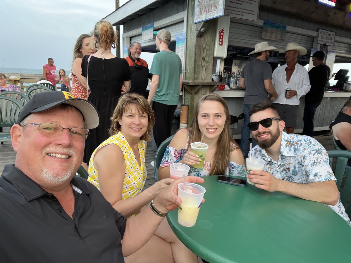 WVUScott's tweet photo. #MyrtleBeach2023 vacation starts at the “Bar at the End of the Pier” on the Garden City Pier. https://t.co/lnLgk6JPEG