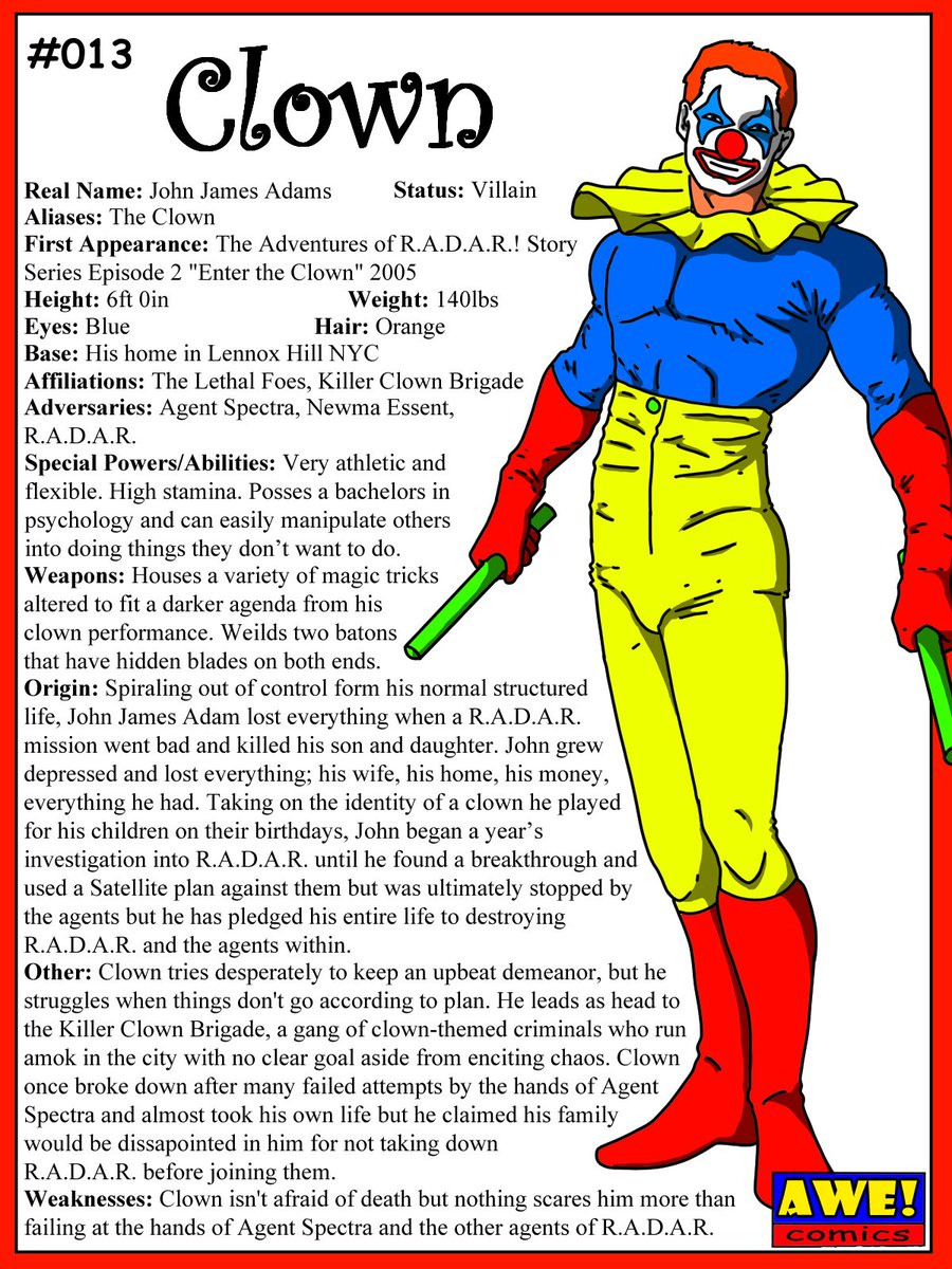 ComicsAwe's tweet photo. #013 Clown
#comicbookcharacters #ComicArt #ArtistOnTwitter #comicbookart #owncomic #comicartist #villain https://t.co/qdMml8ek3t