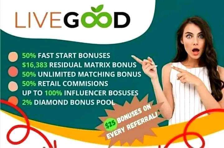 OuoPlegnemou's tweet photo. LiveGood is an American company based on fast-growing wellness products that helps people earn extra income. YES, with LiveGood, you can earn up to $2047 per month without referring other people.

Link: https://t.co/evvK0u1NJV

🗣️ watsapp contact: +224629093591🕺🏽🕺🏽 https://t.co/sn9oxHRztx