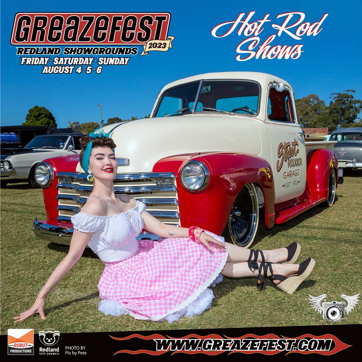 Hop in, let’s ride! Calling all hot rod and classic car owners, it’s time to ready your rides for two big days of kustom kulture with hot rods and classics on display at GreazeFest.

Tickets: greazefest.com/tickets/greaze…
Register vehicles: greazefest.com/pages/hotrodsh…