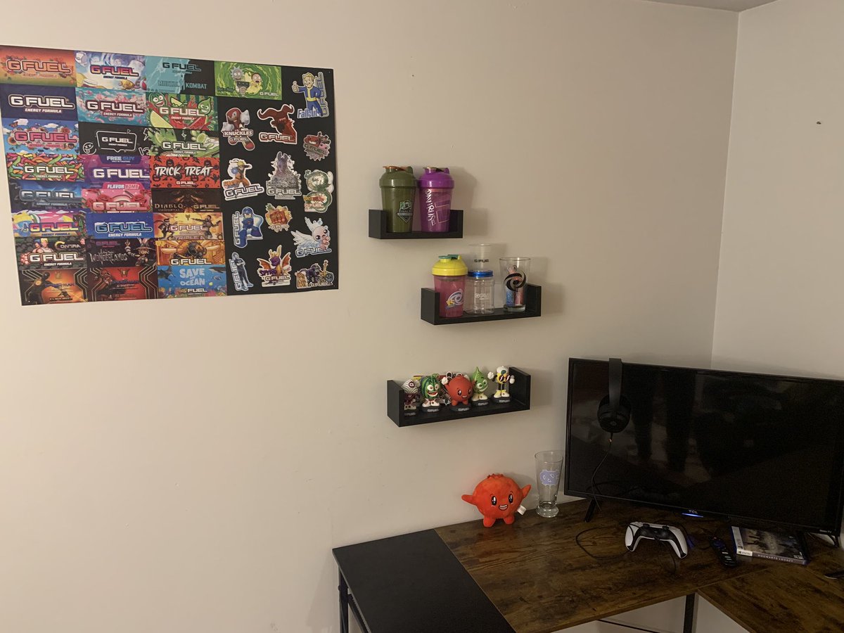 Spent my Friday night setting up my #GFUEL collection in the game room.