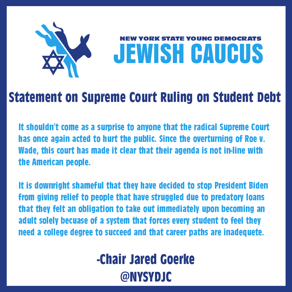Statement from Chairman @JaredGoerke on today's Supreme Court Decision on Student Loan Relief. #StudentLoanForgiveness #StudentDebtRelief #SupremeCourtDecision