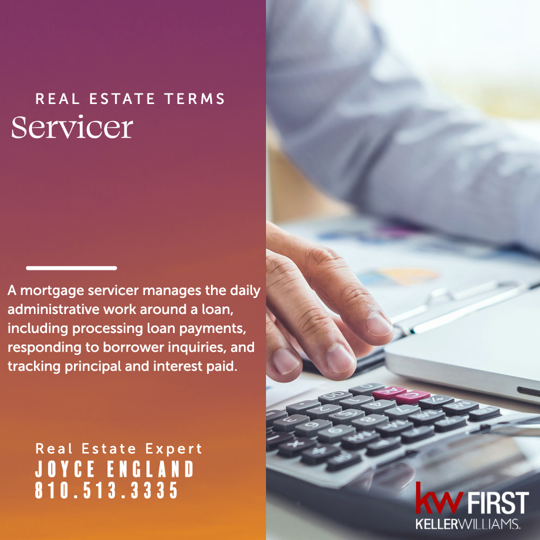 #servicer #realestateterms #everythingrealestate #joyceengland #goinwithmoen #kellerwilliamsfirst #realestateknowledge #realestateexpert #midmichiganliving #midmichiganlistings