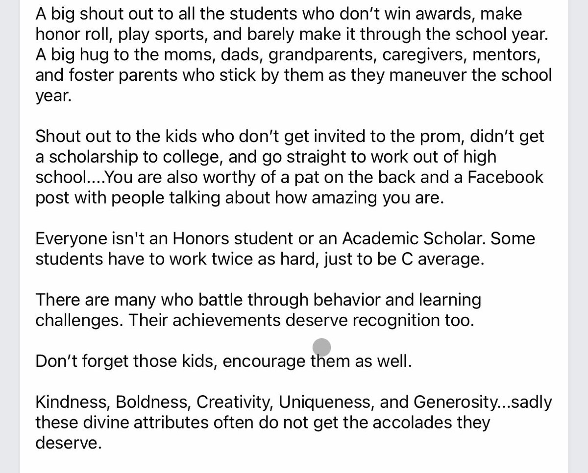 Nancy Ball (@nancyba1) on Twitter photo There is so much that the “education system” wasn’t designed to measure. You are so much more than your awards/accomplishments. I celebrate your contributions to the world. <a href="/albertateachers/">Alberta Teachers' Association</a>
*copied from Facebook post There is so much that the “education system” wasn’t designed to measure. You are so much more than your awards/accomplishments. I celebrate your contributions to the world. <a href="/albertateachers/">Alberta Teachers' Association</a>
*copied from Facebook post